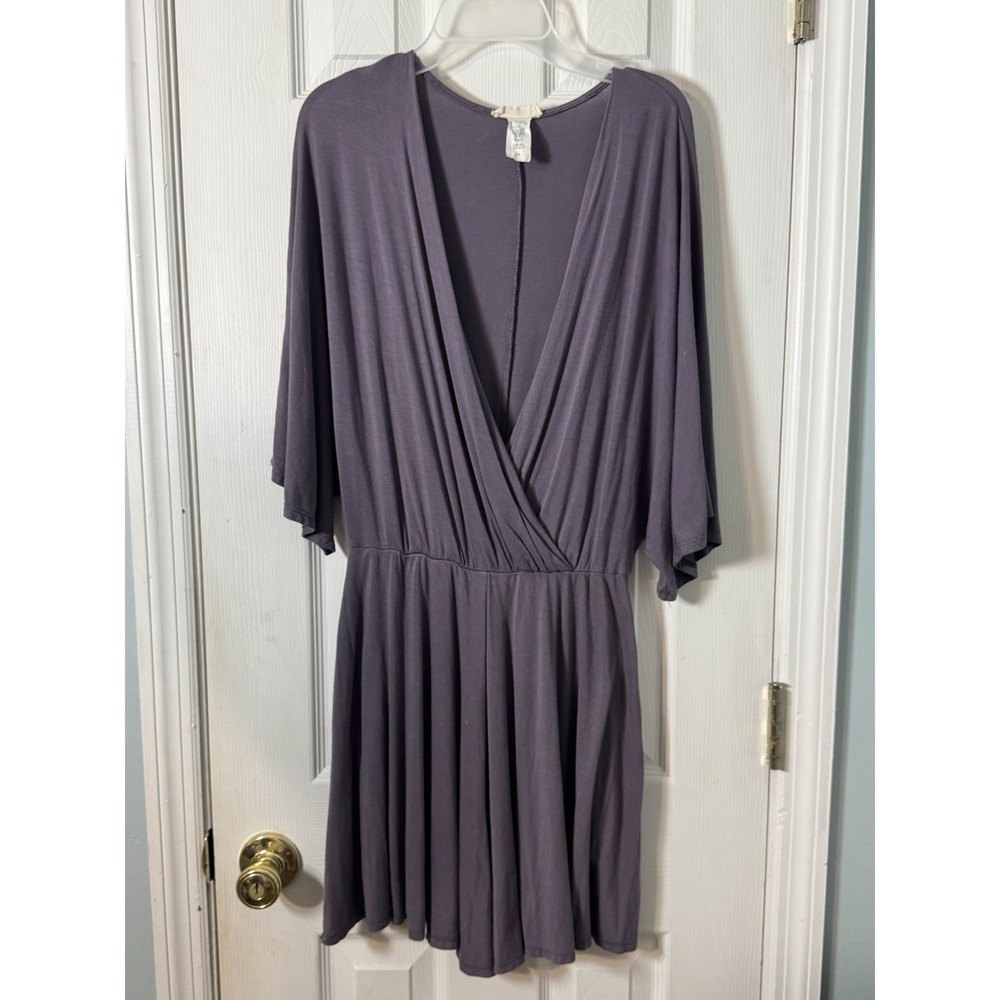 Moon Kiss Purple Short Sleeved Romper Wrap Front Vneck Lightweight Comfy Medium